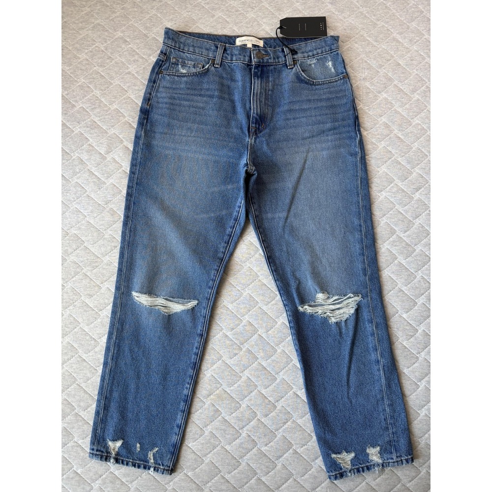 Current/Elliott The Boyfriend Jeans Womens 29 Blue High Rise Distressed Denim